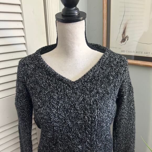 ATHLETA Sweater Womens Small Black Wool Cashmere Pullover V-Neck Side Zips Cozy - Picture 2 of 11